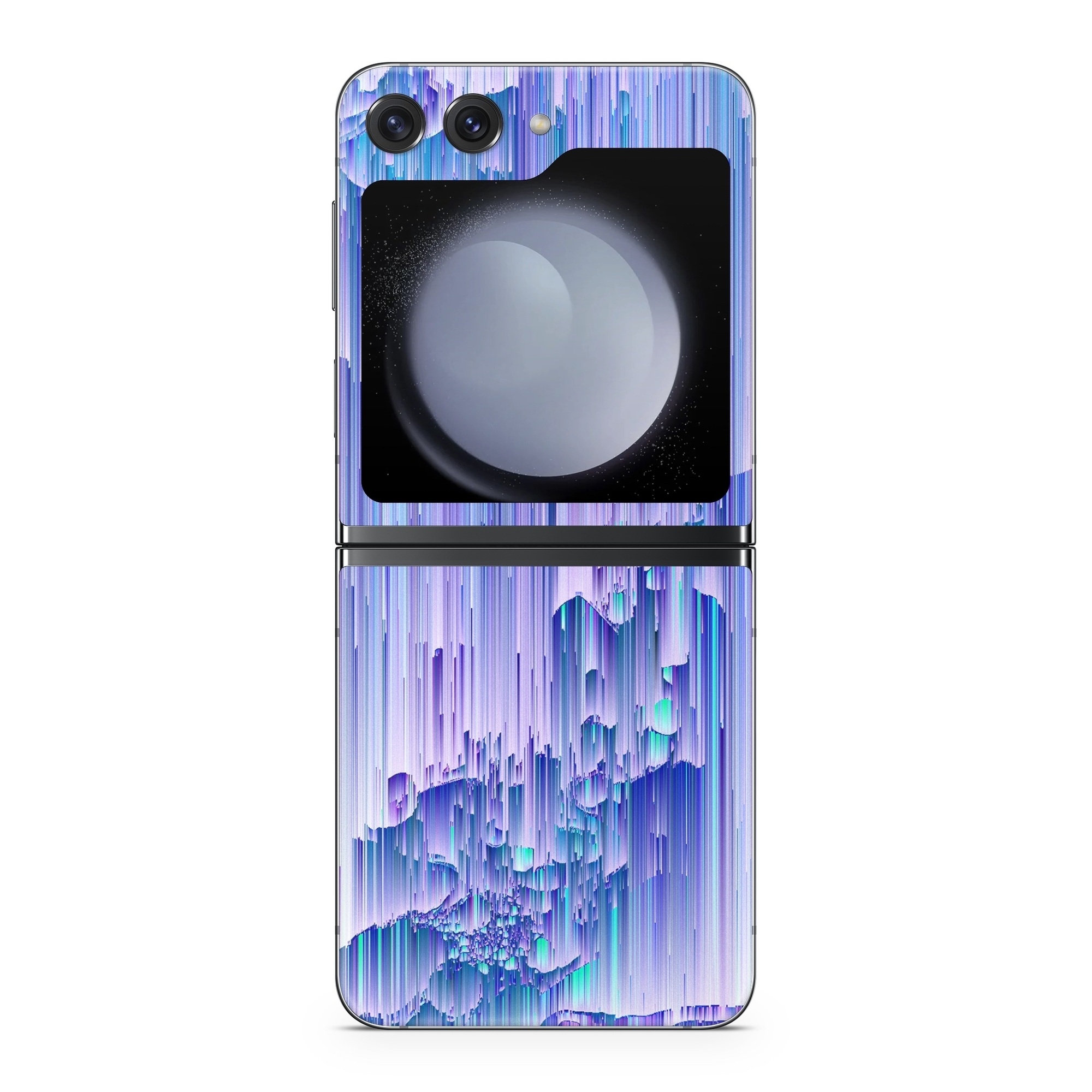 Samsung Galaxy Z Flip5 Skin design of Blue, Purple, Lavender, Ice, with blue, purple colors