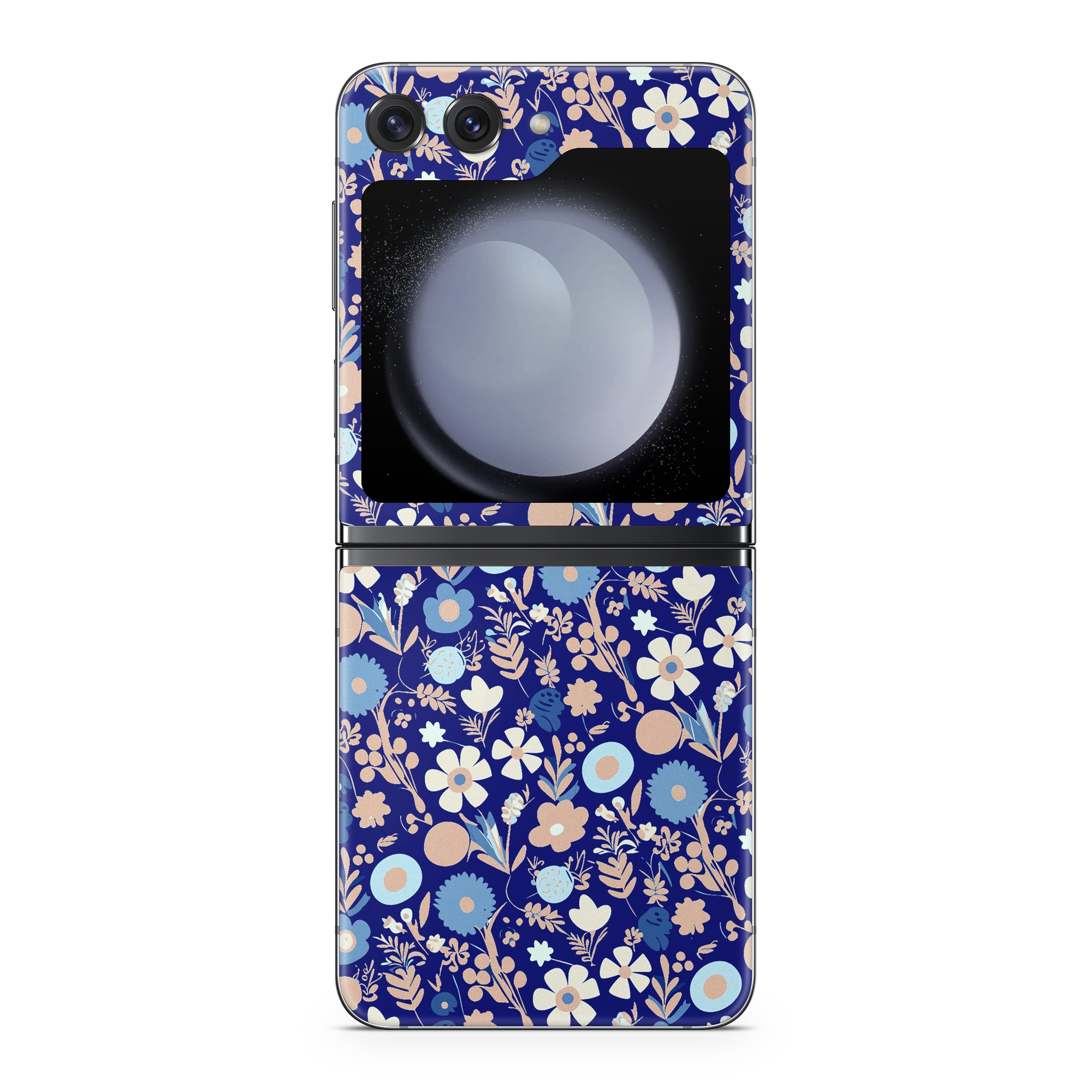 Samsung Galaxy Z Flip5 Skin design of Pattern, Art, Symmetry, Circle, Electric blue, with blue, white, pink colors