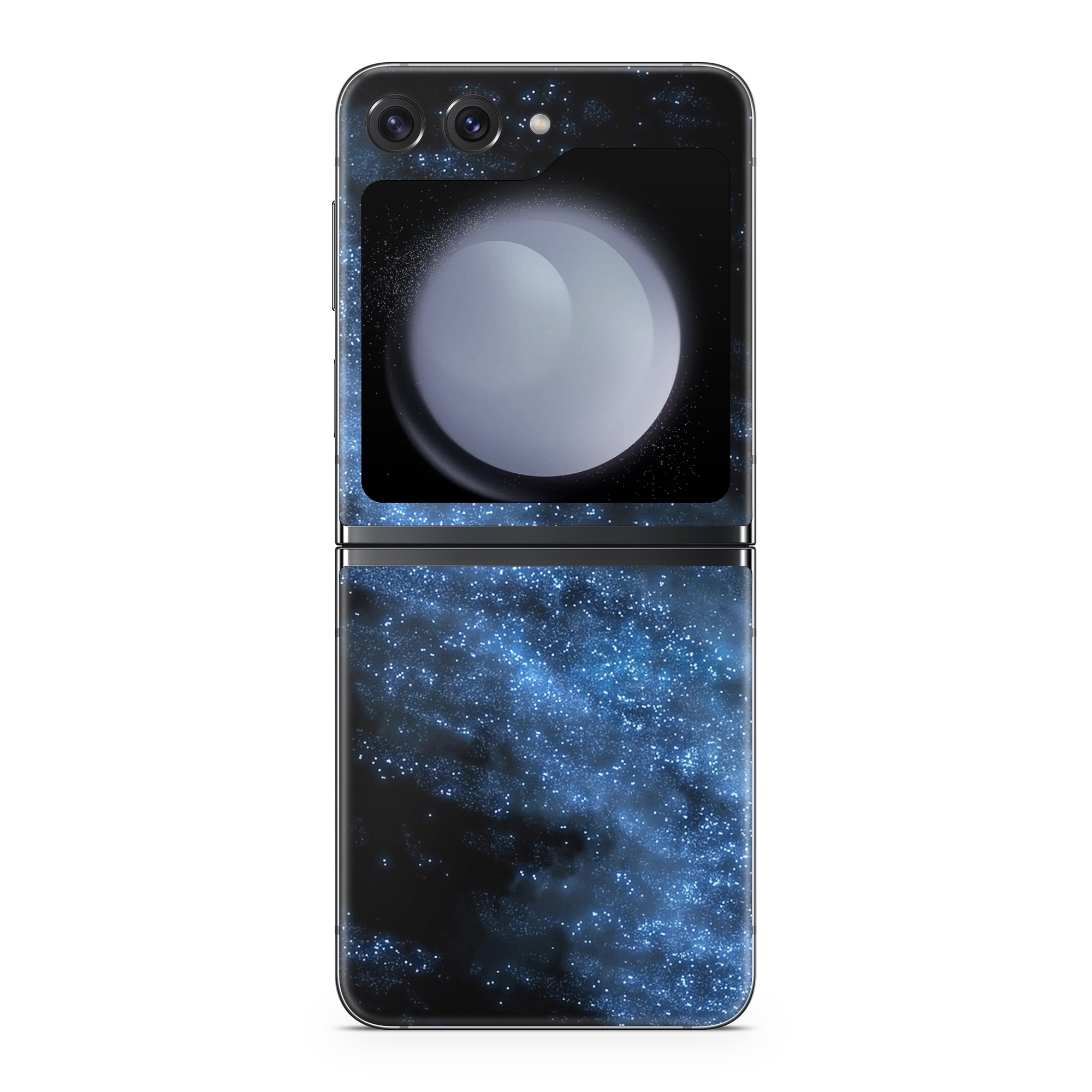 Samsung Galaxy Z Flip5 Skin design of Sky, Atmosphere, Black, Blue, Outer space, Atmospheric phenomenon, Astronomical object, Darkness, Universe, Space, with black, blue colors