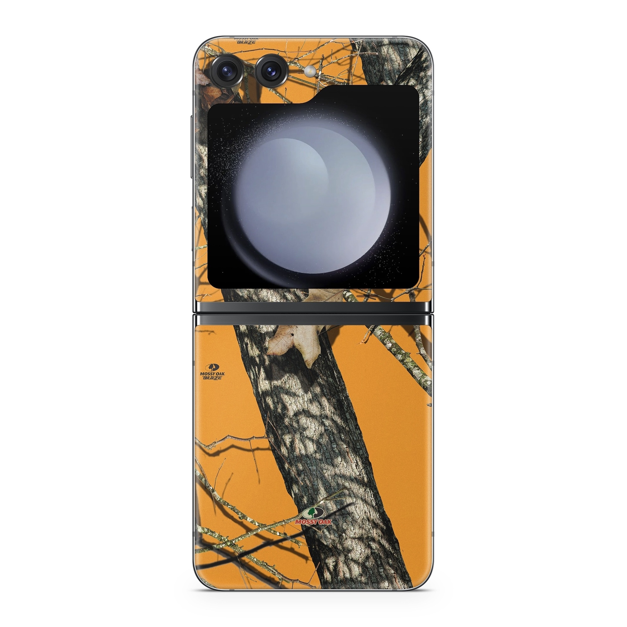 Samsung Galaxy Z Flip5 Skin design of Tree, Branch, Canoe birch, Woody plant, Plant, Leaf, Adaptation, Wildlife, Trunk, Birch family, with green, black, gray, red colors