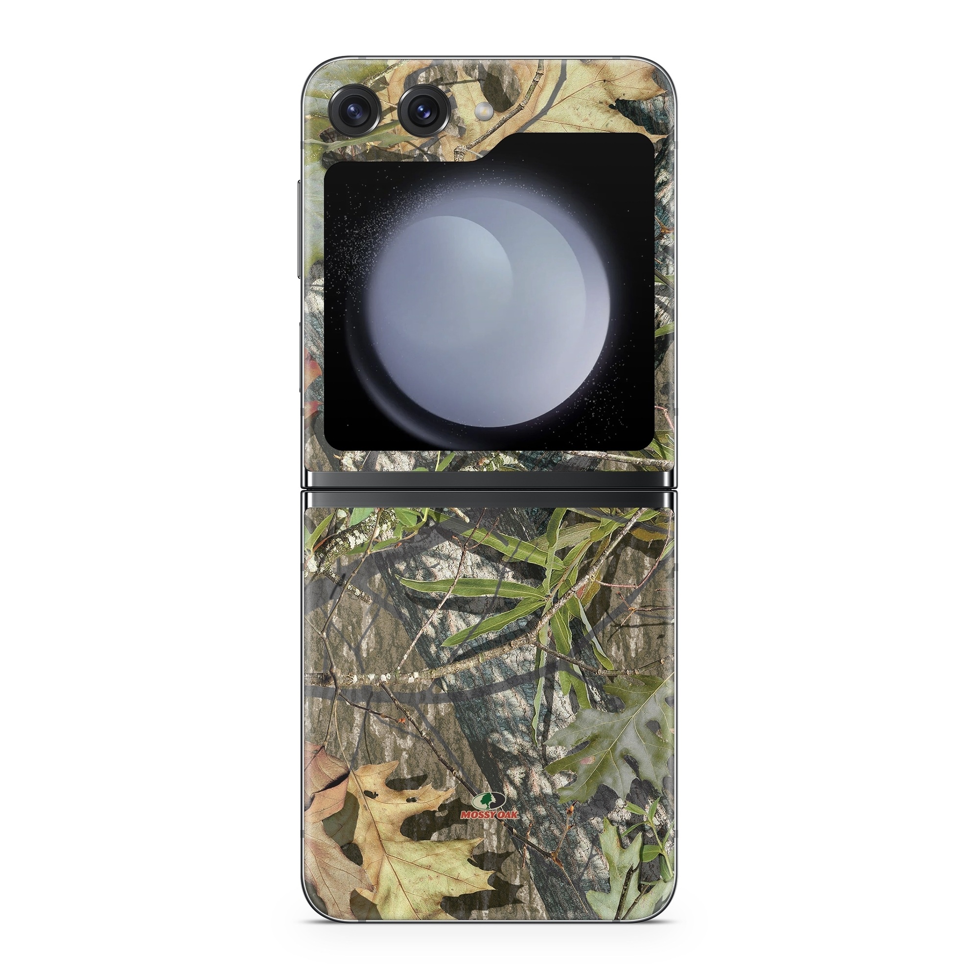 Samsung Galaxy Z Flip5 Skin design of Camouflage, Military camouflage, Tree, Plant, Leaf, Design, Adaptation, Branch, Pattern, Trunk, with black, green, gray, red colors