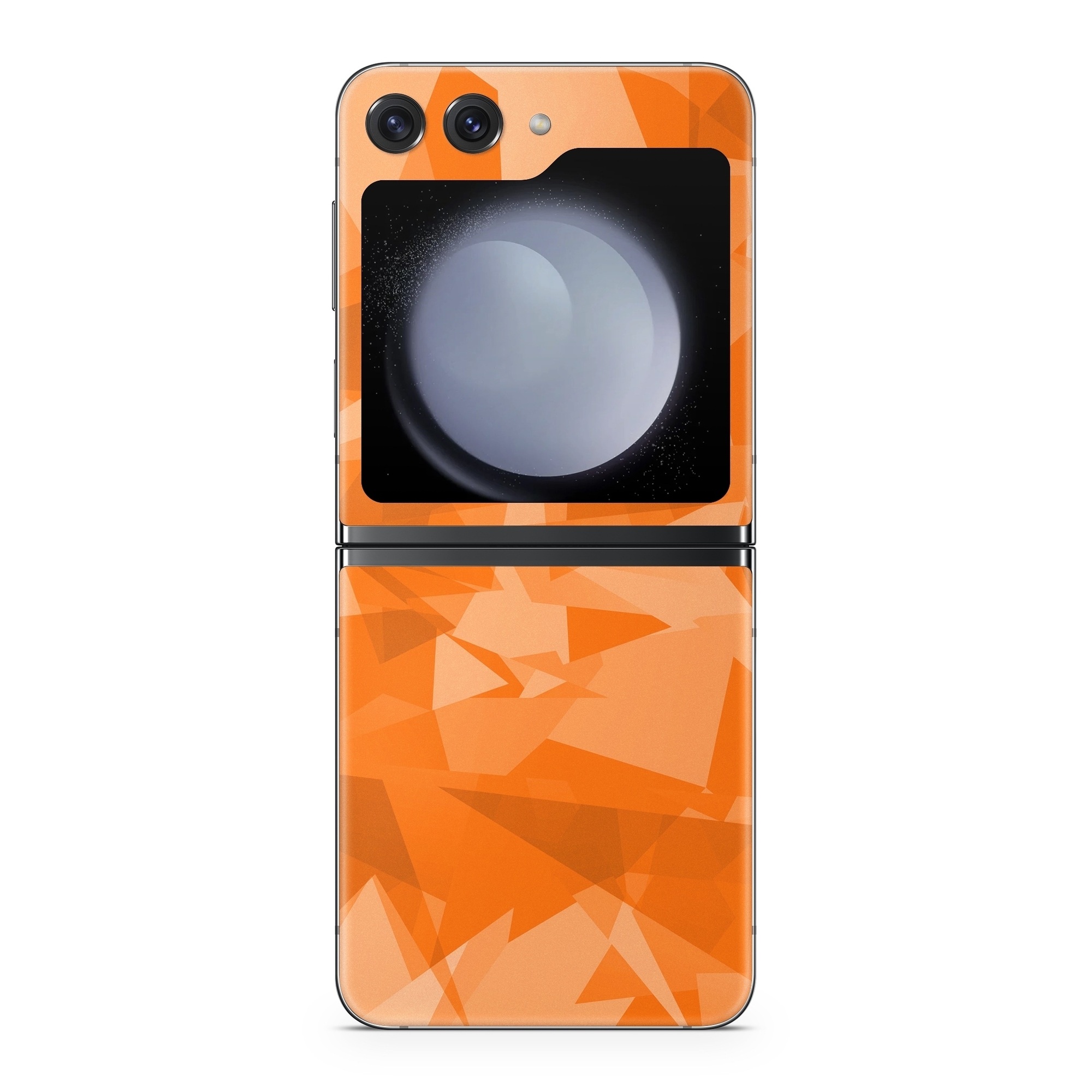 Samsung Galaxy Z Flip5 Skin design of Orange, Pattern, Peach, Line, Design, Triangle, with orange colors