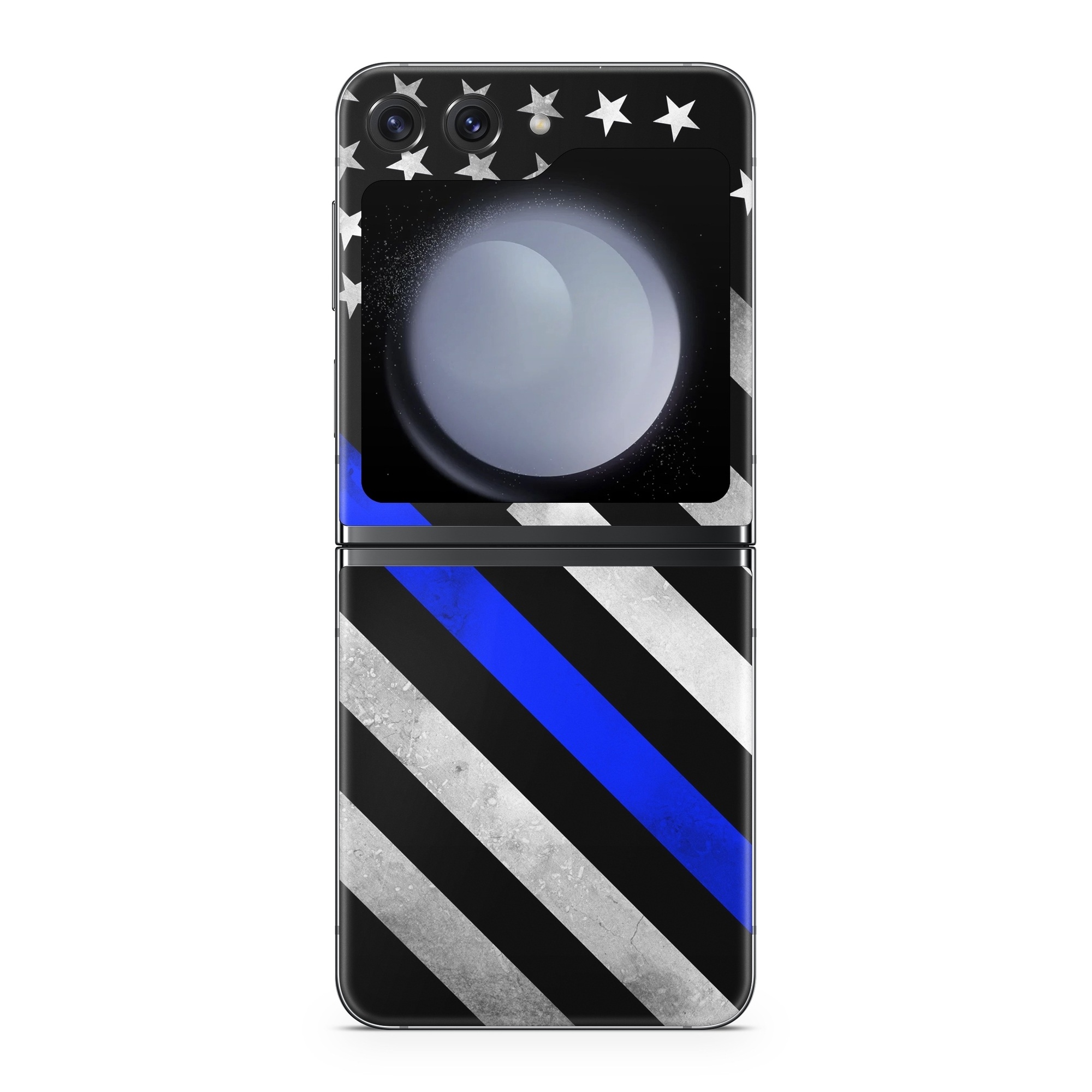 Samsung Galaxy Z Flip5 Skin design of Flag of the united states, Flag, Cobalt blue, Pattern, Line, Black-and-white, Design, Monochrome, Electric blue, Parallel, with black, white, gray, blue colors