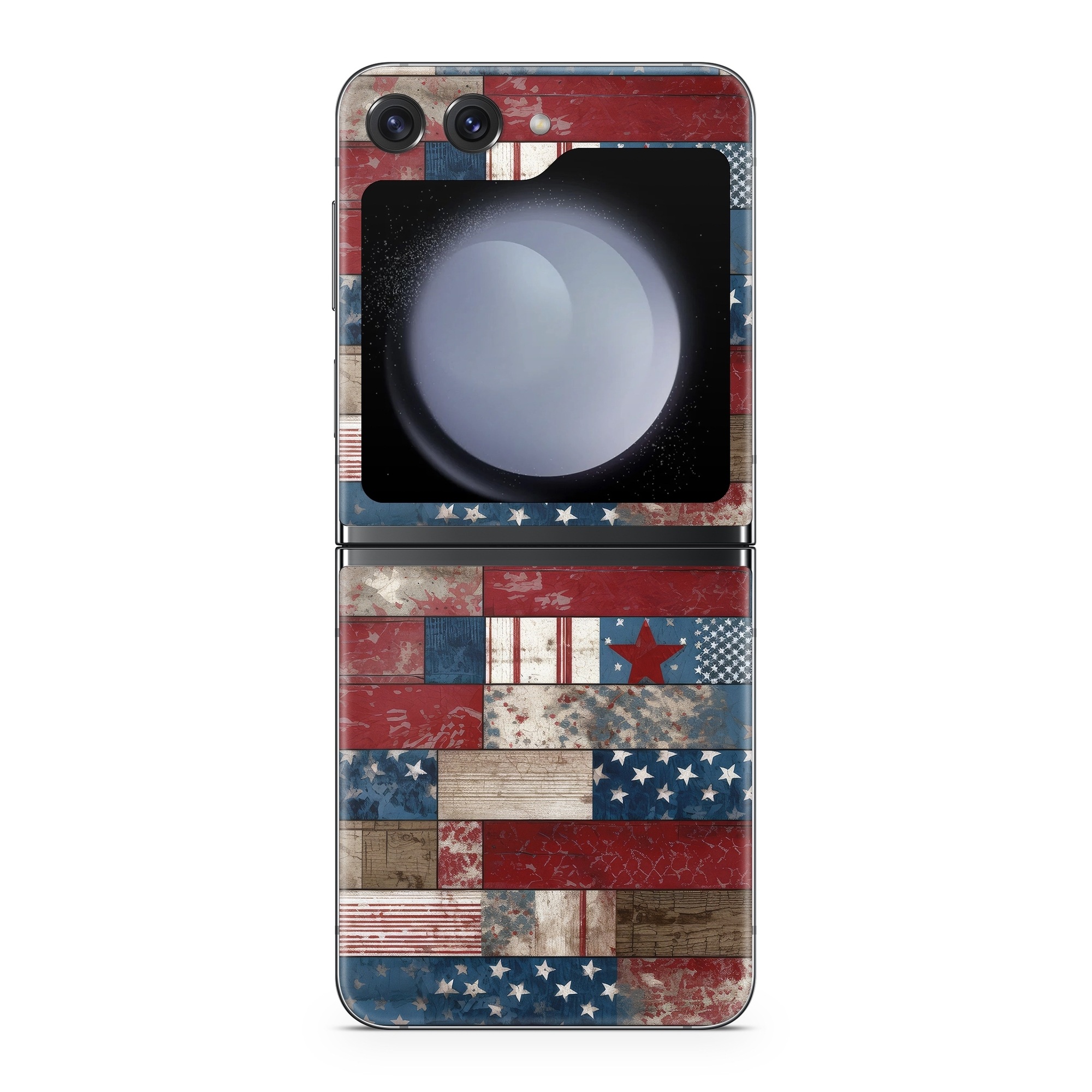 Samsung Galaxy Z Flip5 Skin design of Photograph, White, Blue, Rectangle, Azure, Textile, Creative arts, Red, Line, Art, with red, blue, white, brown, gray, black colors