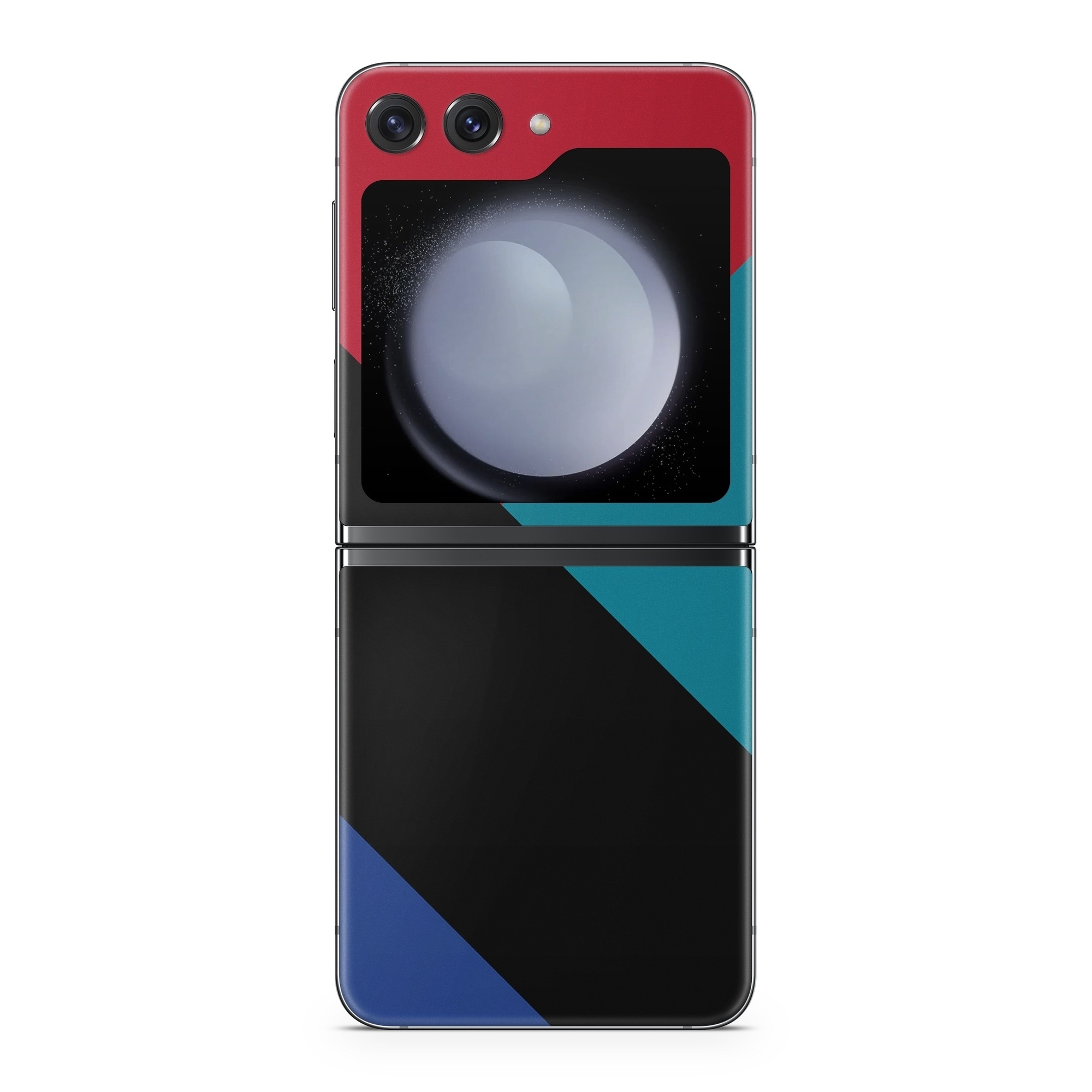 Samsung Galaxy Z Flip5 Skin design of Blue, Green, Turquoise, Azure, Teal, Electric blue, Line, Pattern, Design, Graphic design, with black, blue, red colors