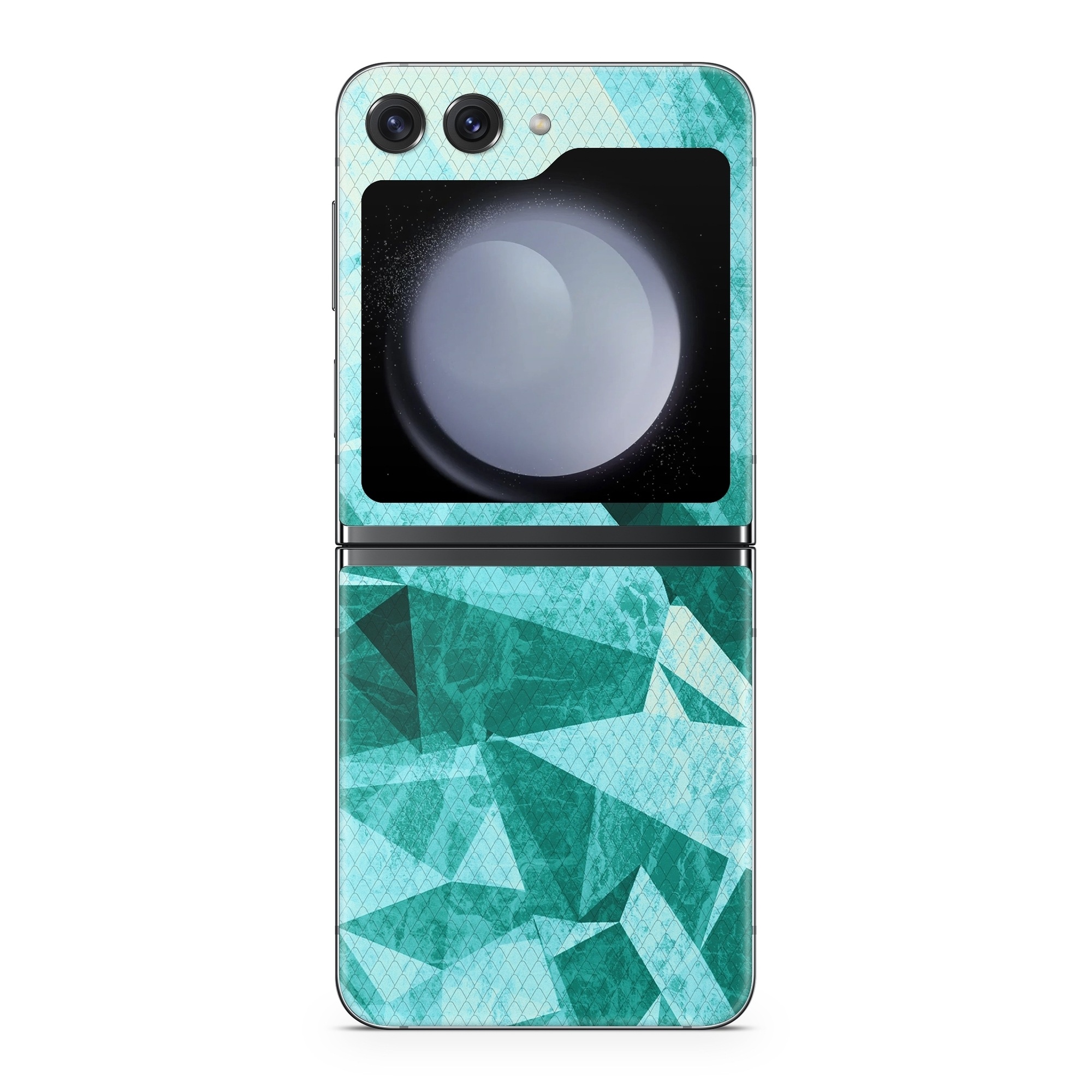 Samsung Galaxy Z Flip5 Skin design of Aqua, Blue, Pattern, Turquoise, Illustration, Teal, Design, Line, Graphic design, with blue colors