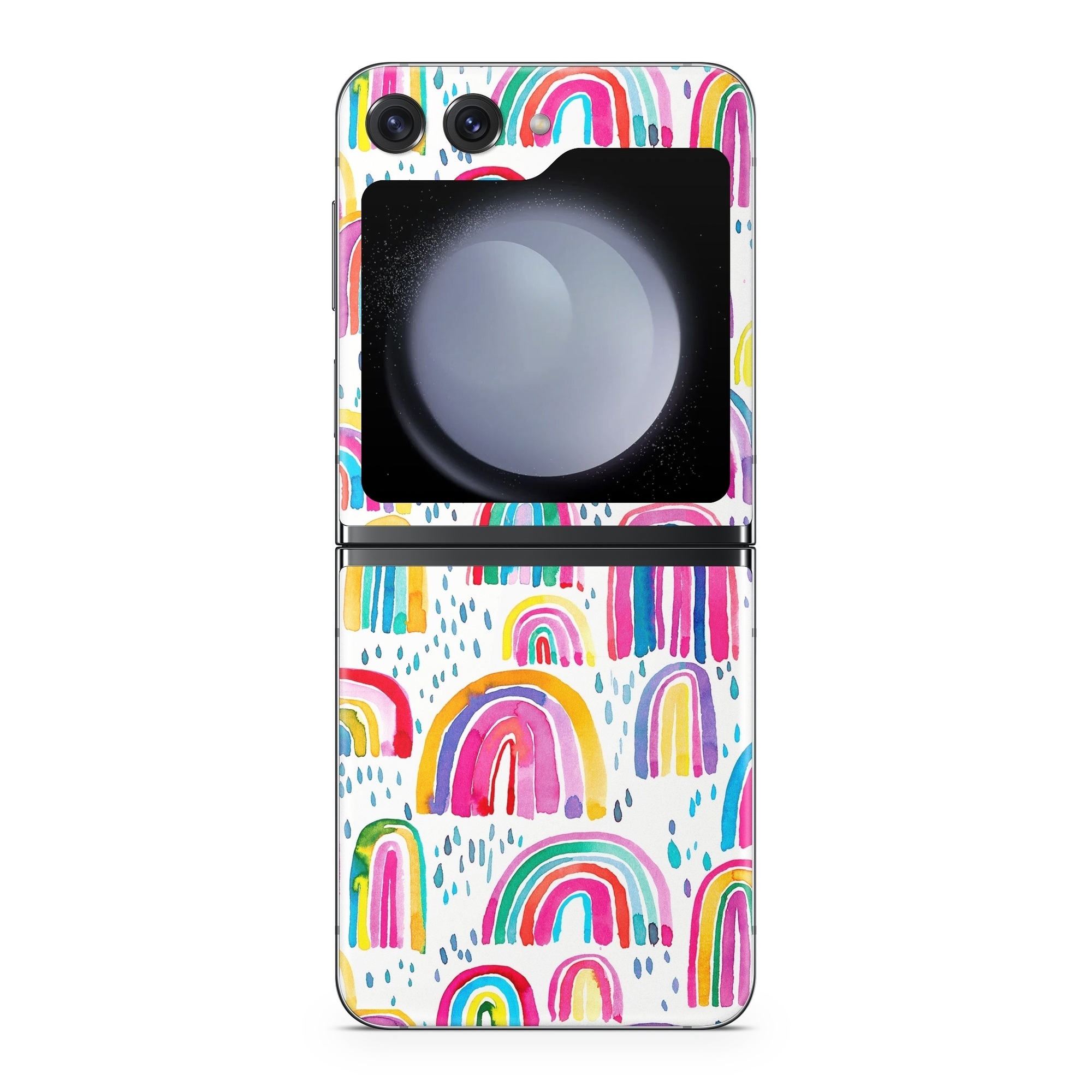 Samsung Galaxy Z Flip5 Skin design of Line, Pattern, Design, with white, orange, yellow, blue, pink, red, green colors