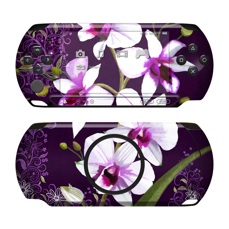 PSP Street Skin design of Flower, Purple, Petal, Violet, Lilac, Plant, Flowering plant, cooktown orchid, Botany, Wildflower, with black, gray, white, purple, pink colors