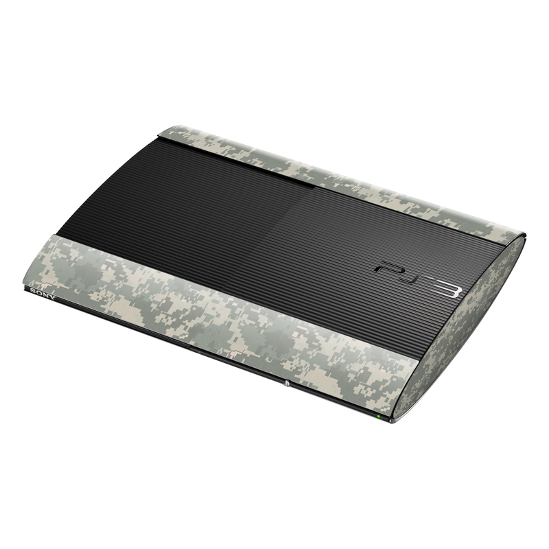 PlayStation 3 Super Slim Skin design of Military camouflage, Green, Pattern, Uniform, Camouflage, Design, Wallpaper, with gray, green colors
