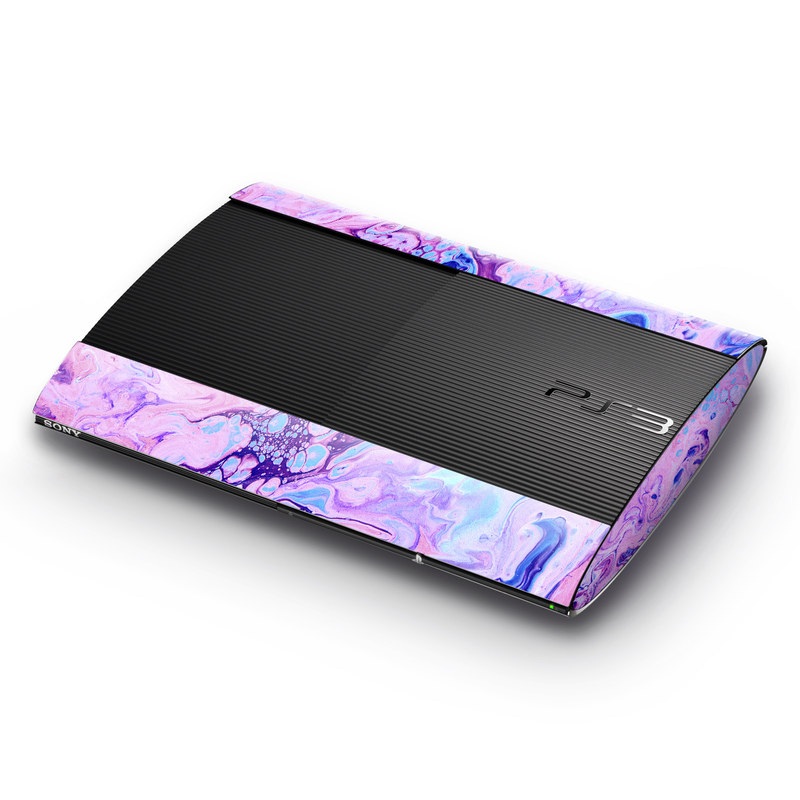 PlayStation 3 Super Slim Skin design of Purple, Violet, Lilac, Art, Pattern, Modern art, Painting, Visual arts, Acrylic paint, Magenta, with pink, purple, blue colors