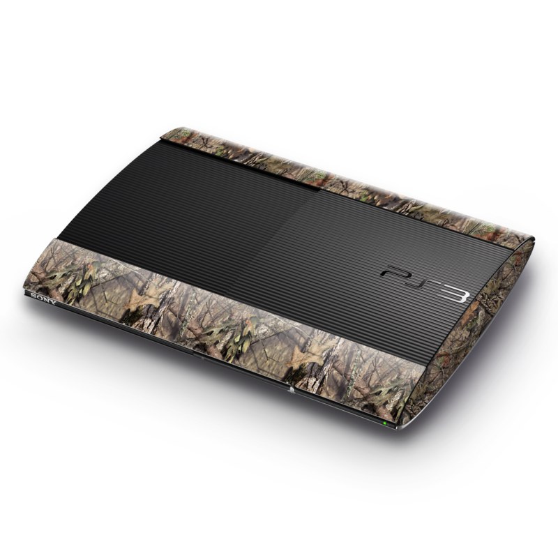 PlayStation 3 Super Slim Skin design of shellbark hickory, Camouflage, Tree, Branch, Trunk, Plant, Leaf, Adaptation, Wood, Twig, with orange, green, red, black, gray colors