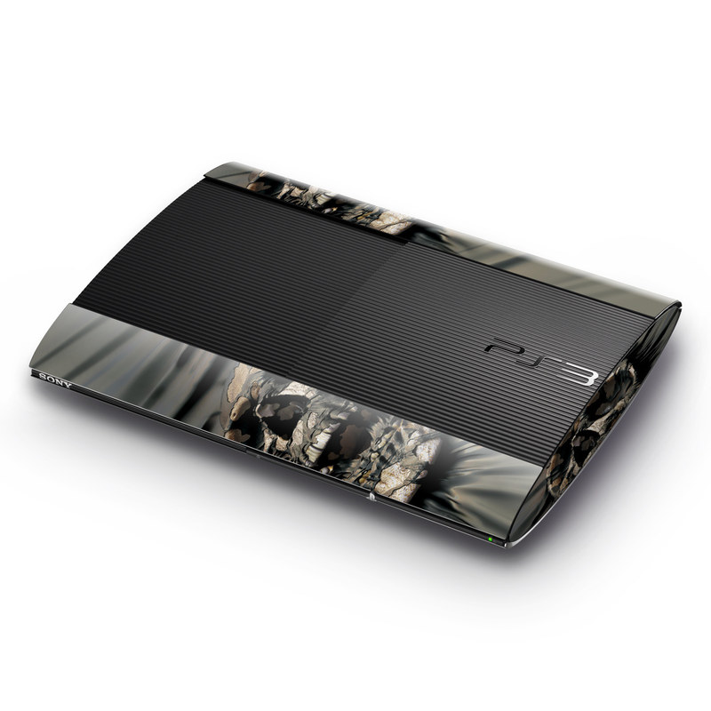 PlayStation 3 Super Slim Skin design of Cg artwork, Fictional character, Illustration, Demon, Fiction, Supervillain, Mythology, Art, with black, green, gray, red colors
