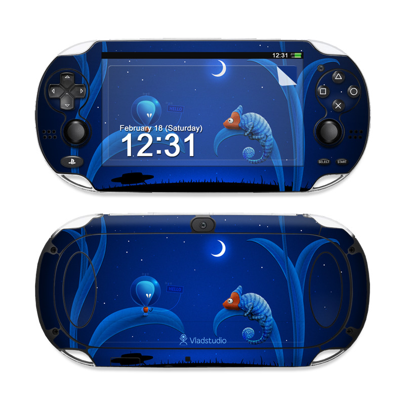 PlayStation Vita Skin design of Organism, Astronomical object, Space, Illustration, Night, Graphics, with black, blue, orange colors