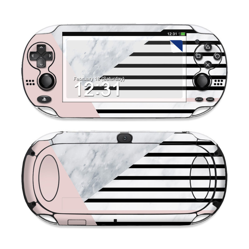 PlayStation Vita Skin design of White, Line, Architecture, Stairs, Parallel, with gray, black, white, pink colors
