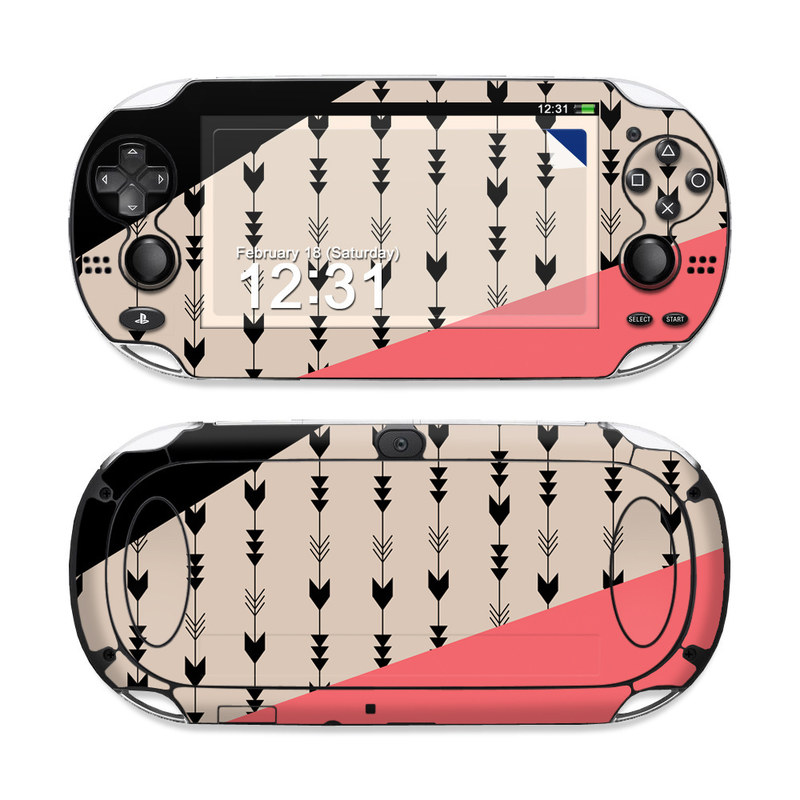 PlayStation Vita Skin design of Line, Pattern, Design, Font, Illustration, with black, gray, pink colors