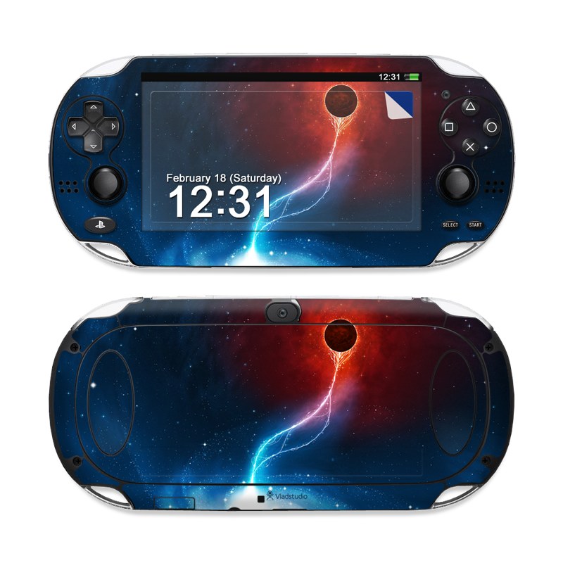 PlayStation Vita Skin design of Outer space, Atmosphere, Astronomical object, Universe, Space, Sky, Planet, Astronomy, Celestial event, Galaxy, with blue, red, black colors