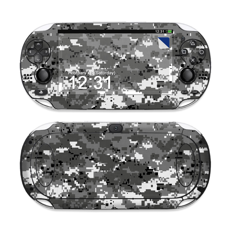 PlayStation Vita Skin design of Military camouflage, Pattern, Camouflage, Design, Uniform, Metal, Black-and-white, with black, gray colors