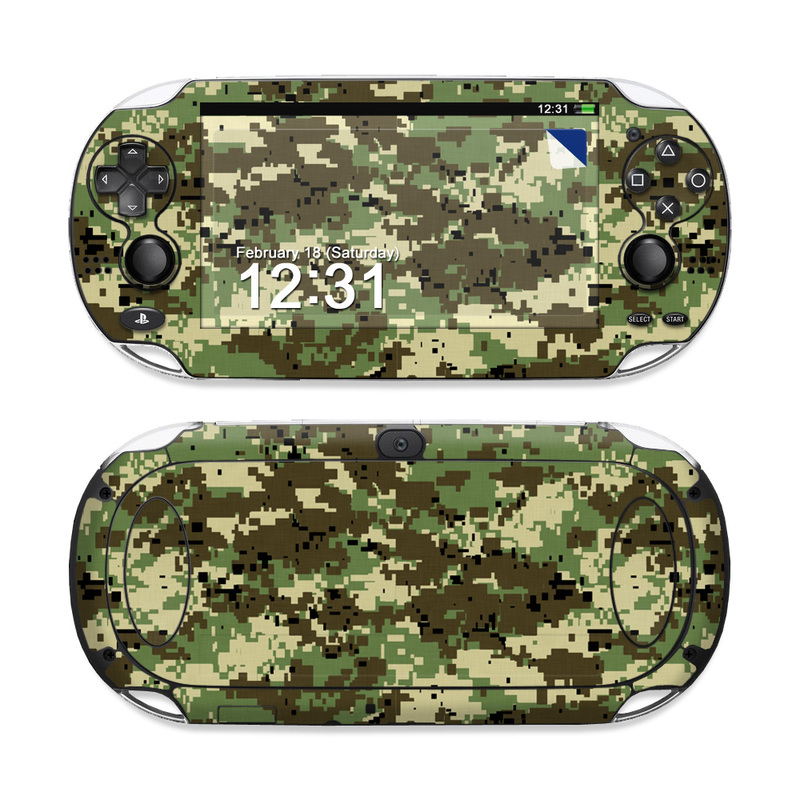 PlayStation Vita Skin design of Military camouflage, Pattern, Camouflage, Green, Uniform, Clothing, Design, Military uniform, with black, gray, green colors