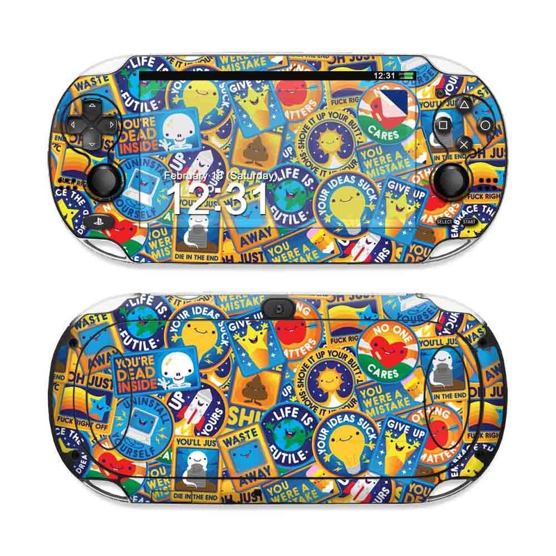 PlayStation Vita Skin design of Pattern, Visual arts, Design, Art, Mosaic, Psychedelic art, with blue, yellow, orange, white, green, red, gray colors