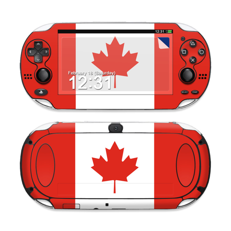 PlayStation Vita Skin design of Red, Maple leaf, Tree, Leaf, Woody plant, Flag, Plant, Plane, Red flag, Maple, with red, white colors