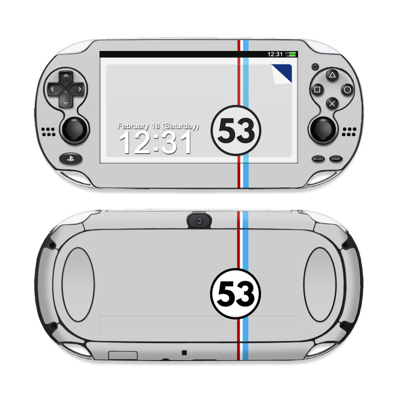 PlayStation Vita Skin design of Line, Sign, Games, with gray, blue, red, white, black colors
