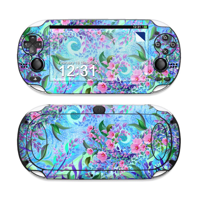 PlayStation Vita Skin design of Psychedelic art, Pattern, Lilac, Purple, Art, Pink, Design, Fractal art, Visual arts, Organism, with gray, blue, purple colors