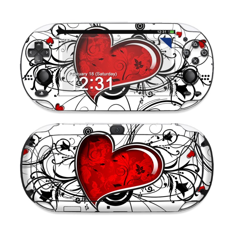 PlayStation Vita Skin design of Heart, Line art, Love, Clip art, Plant, Graphic design, Illustration, with white, gray, black, red colors