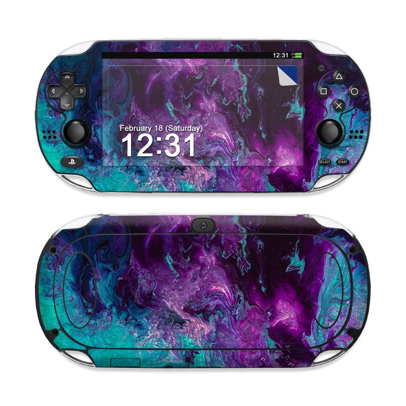 PlayStation Vita Skin design of Blue, Purple, Violet, Water, Turquoise, Aqua, Pink, Magenta, Teal, Electric blue, with blue, purple, black colors