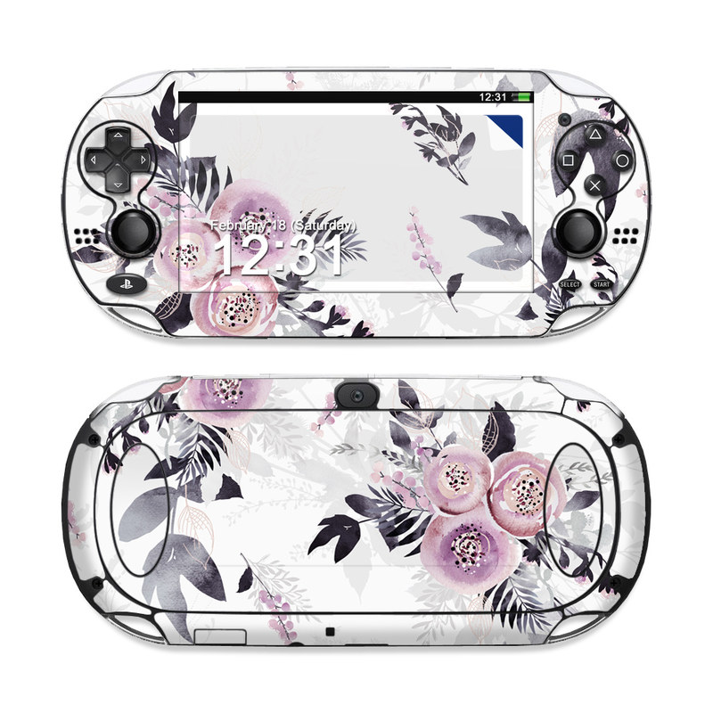PlayStation Vita Skin design of Pink, Pattern, Design, Floral design, Textile, Plant, Flower, Magenta, Petal, Wallpaper, with white, purple, pink, black, gray colors
