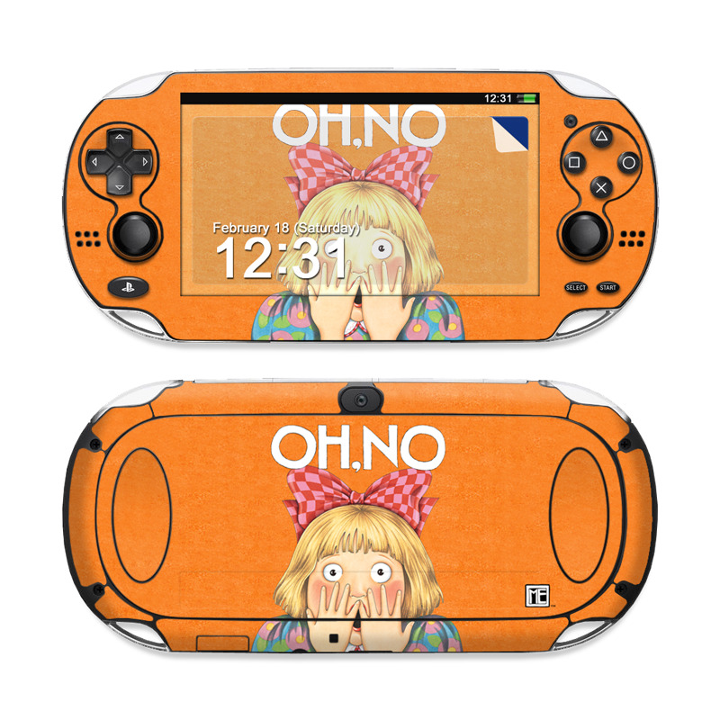 PlayStation Vita Skin design of Cartoon, Nose, Illustration, Poster, Art, Fiction, Book cover, Happy, Gesture, with orange, pink, gray, green, red, white colors