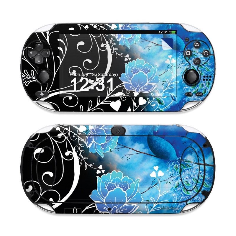 PlayStation Vita Skin design of Blue, Pattern, Graphic design, Design, Illustration, Organism, Visual arts, Graphics, Plant, Art, with black, blue, gray, white colors