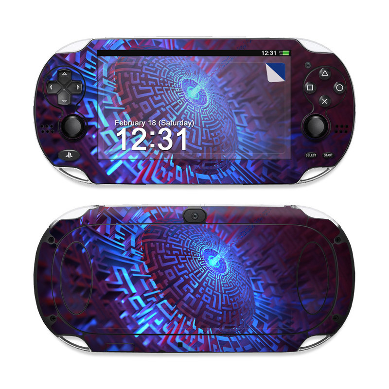PlayStation Vita Skin design of Blue, Light, Fractal art, Electric blue, Purple, Water, Psychedelic art, Organism, Art, Spiral, with black, blue colors