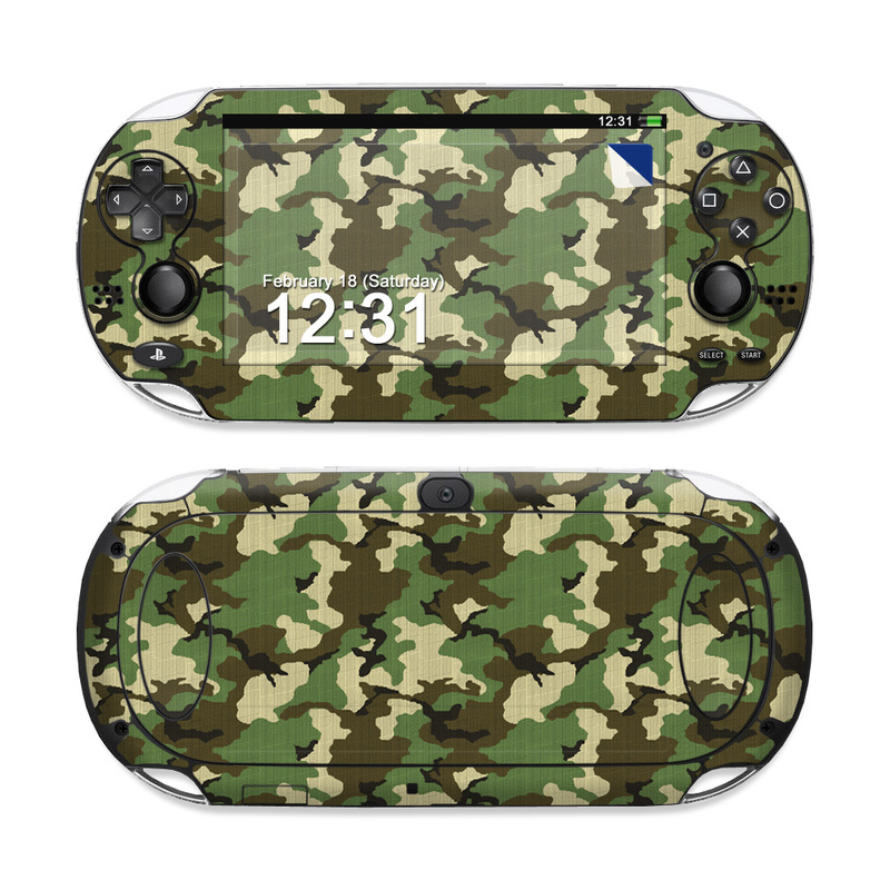 PlayStation Vita Skin design of Military camouflage, Camouflage, Clothing, Pattern, Green, Uniform, Military uniform, Design, Sportswear, Plane, with black, gray, green colors