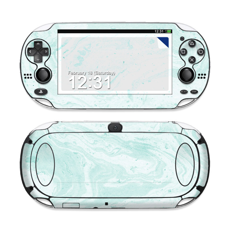 PlayStation Vita Skin design of White, Aqua, Pattern, with green, blue colors