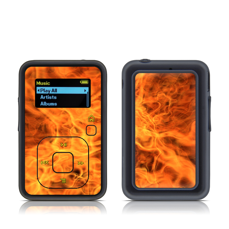 SanDisk Sansa Clip Plus Skin design of Flame, Fire, Heat, Orange, with red, orange, black colors