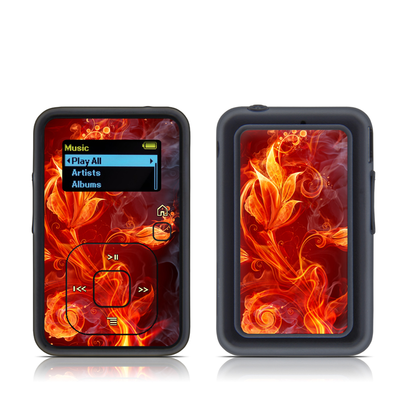 SanDisk Sansa Clip Plus Skin design of Flame, Fire, Heat, Red, Orange, Fractal art, Graphic design, Geological phenomenon, Design, Organism, with black, red, orange colors