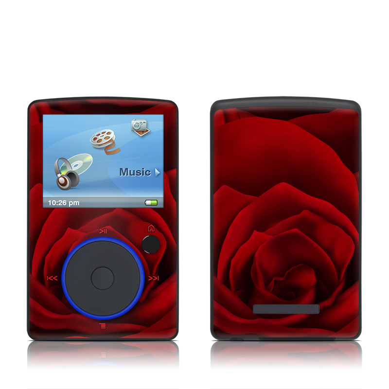 SanDisk Sansa Fuze Original Skin design of Red, Garden roses, Rose, Petal, Flower, Nature, Floribunda, Rose family, Close-up, Plant, with black, red colors