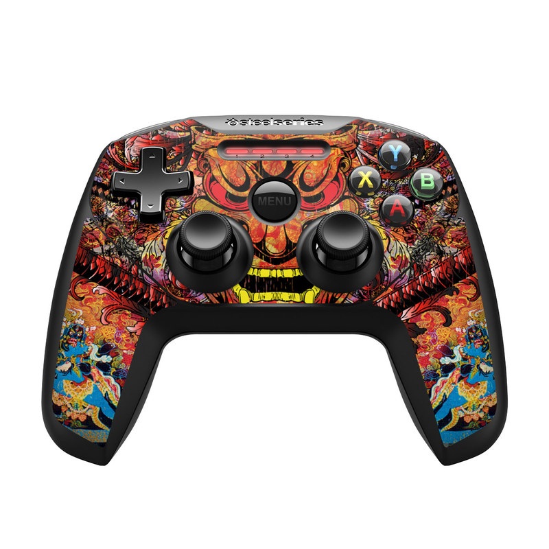SteelSeries Nimbus Controller Skin design of Art, Psychedelic art, Visual arts, Illustration, Fictional character, Demon, with red, orange, yellow colors
