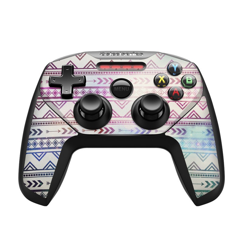SteelSeries Nimbus Controller Skin design of Pattern, Line, Teal, Design, Textile, with gray, pink, yellow, blue, black, purple colors