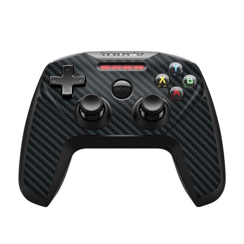 SteelSeries Nimbus Controller Skin design of Green, Black, Blue, Pattern, Turquoise, Carbon, Textile, Metal, Mesh, Woven fabric, with black colors
