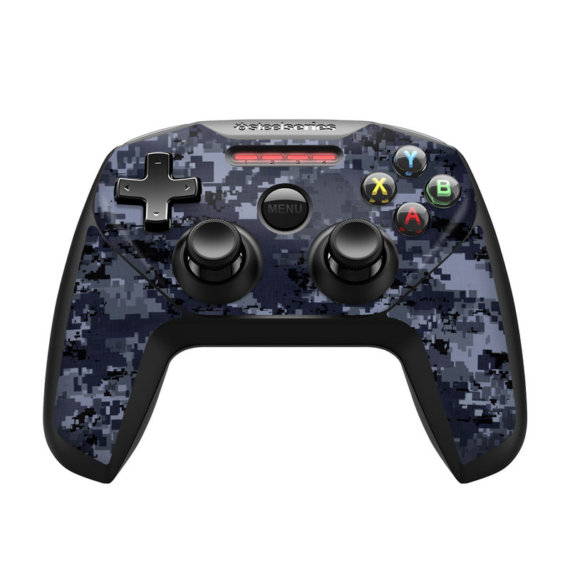 SteelSeries Nimbus Controller Skin design of Military camouflage, Black, Pattern, Blue, Camouflage, Design, Uniform, Textile, Black-and-white, Space, with black, gray, blue colors