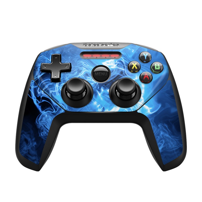 SteelSeries Nimbus Controller Skin design of Blue, Water, Electric blue, Organism, Pattern, Smoke, Liquid, Art, with blue, black, purple colors