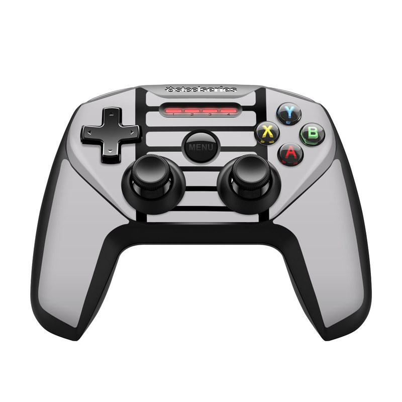 SteelSeries Nimbus Controller Skin design of Text, Font, Red, Product, Logo, Brand, Material property, Graphics, Rectangle, with gray, black, red colors