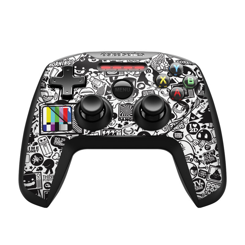 SteelSeries Nimbus Controller Skin design of Pattern, Drawing, Doodle, Design, Visual arts, Font, Black-and-white, Monochrome, Illustration, Art, with gray, black, white colors