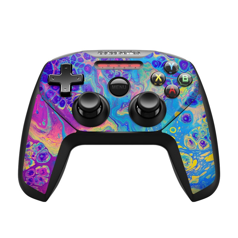 SteelSeries Nimbus Controller Skin design of Psychedelic art, Pattern, Purple, Visual arts, Design, Art, Fractal art, Electric blue, Graphic design, Graphics, with blue, yellow, purple, pink colors