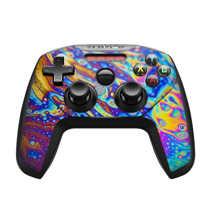 SteelSeries Nimbus Controller Skin design of Psychedelic art, Blue, Pattern, Art, Visual arts, Water, Organism, Colorfulness, Design, Textile, with gray, blue, orange, purple, green colors