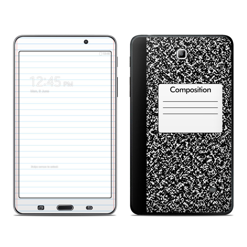 Samsung Galaxy Tab 4 7.0 Skin design of Text, Font, Line, Pattern, Black-and-white, Illustration, with black, gray, white colors