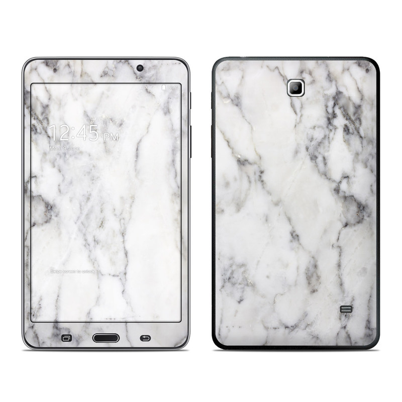 Samsung Galaxy Tab 4 7.0 Skin design of White, Geological phenomenon, Marble, Black-and-white, Freezing, with white, black, gray colors