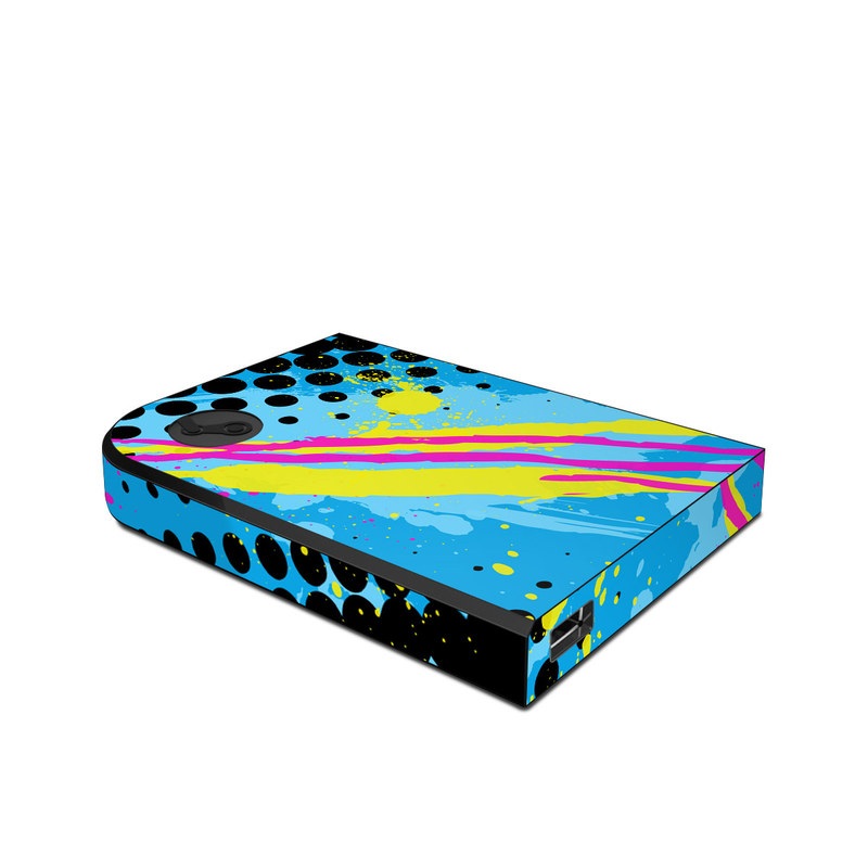 Valve Steam Link Skin design of Blue, Colorfulness, Graphic design, Pattern, Water, Line, Design, Graphics, Illustration, Visual arts, with blue, black, yellow, pink colors