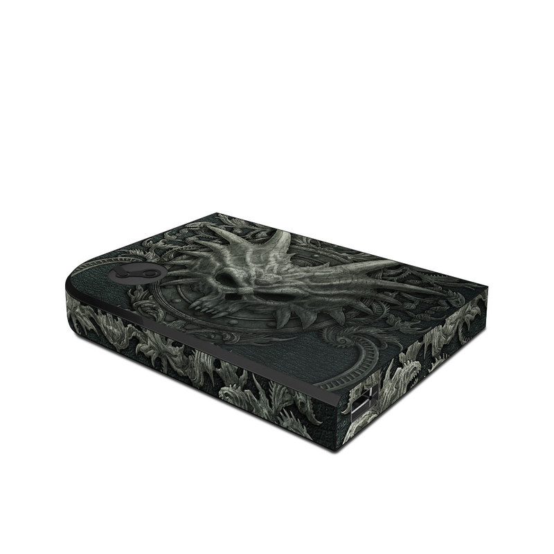 Valve Steam Link Skin design of Demon, Dragon, Fictional character, Illustration, Supernatural creature, Drawing, Symmetry, Art, Mythology, Mythical creature, with black, gray colors